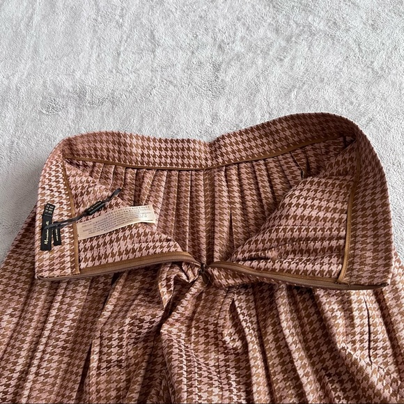 NWT Massimo Dutti Wide Leg Culotte Pleated Houndstooth Trouser Pants Spring 2018 - Picture 15 of 17
